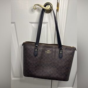 Coach Brown and Black Signature Tote